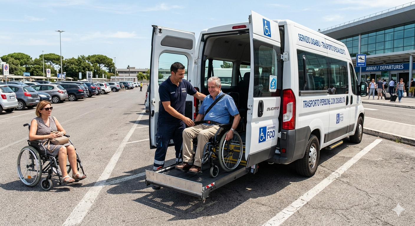 furgone con passeggeri in carrozzina